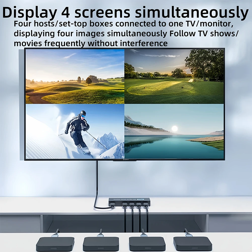Фото 4K HDMI-совместимый мультивевный коммутатор 4X1 HDR HD-переключатель Дистанционный мульти-перерыв сплиттер экрана для PS4/ПК/DVD/камеры безопасности №3