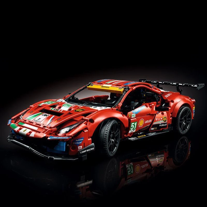 MINISO Disney 1637 транспортный автомобиль с красными кирпичами технологические Ferrari 488