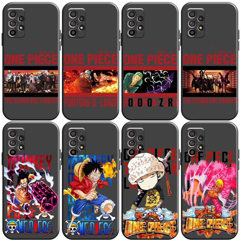 

Japanese Anime ONE PIECE Phone Case For Samsung Galaxy A32 4G 5G A51 4G 5G A71 A72 4G 5G Carcasa Soft Liquid Silicon Black