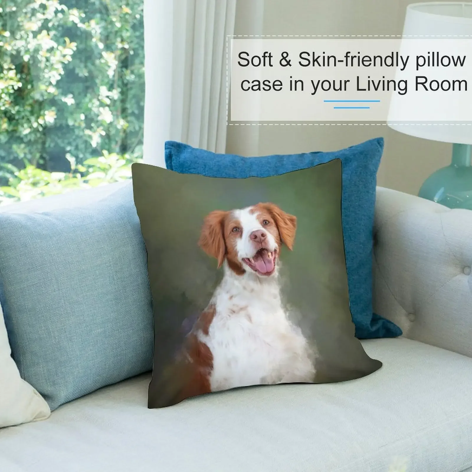 Бретани-спаниель собака художественная декоративная подушка Рождественская для