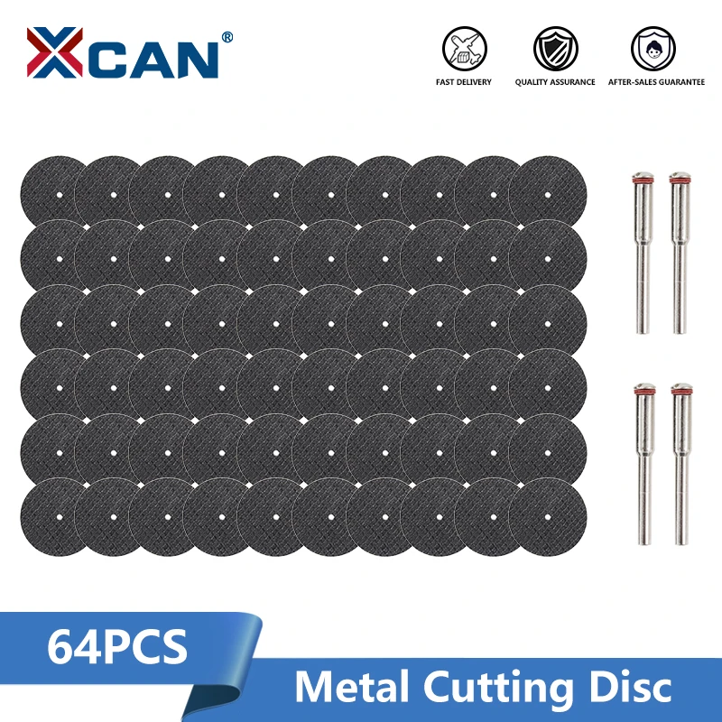 XCAN 64pcs Abrasive Cutting Disc 32mm With Mandrels Grinding Wheels For Dremel Accesories Metal Cutting Rotary Tool Saw Blade