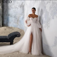 elegant wedding dress tulle puff sleeve exquisite appliques charming lace up mopping sweetheart vestido de novia for women