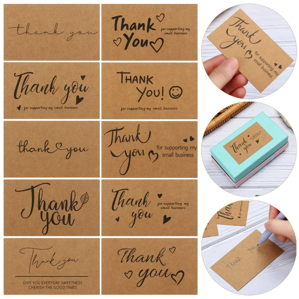 

30pcs Natural Kraft Paper Thank You Card Enterprise Store Business Thank You Order Card Wholesale Custom Gift Decoration Card