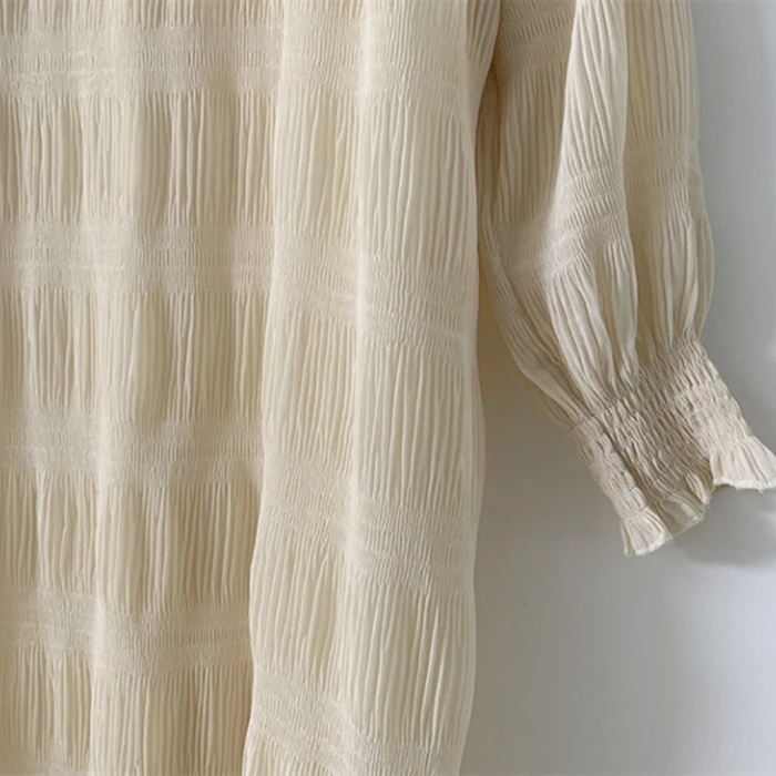 Женское шифоновое платье с круглым вырезом длинным рукавом |