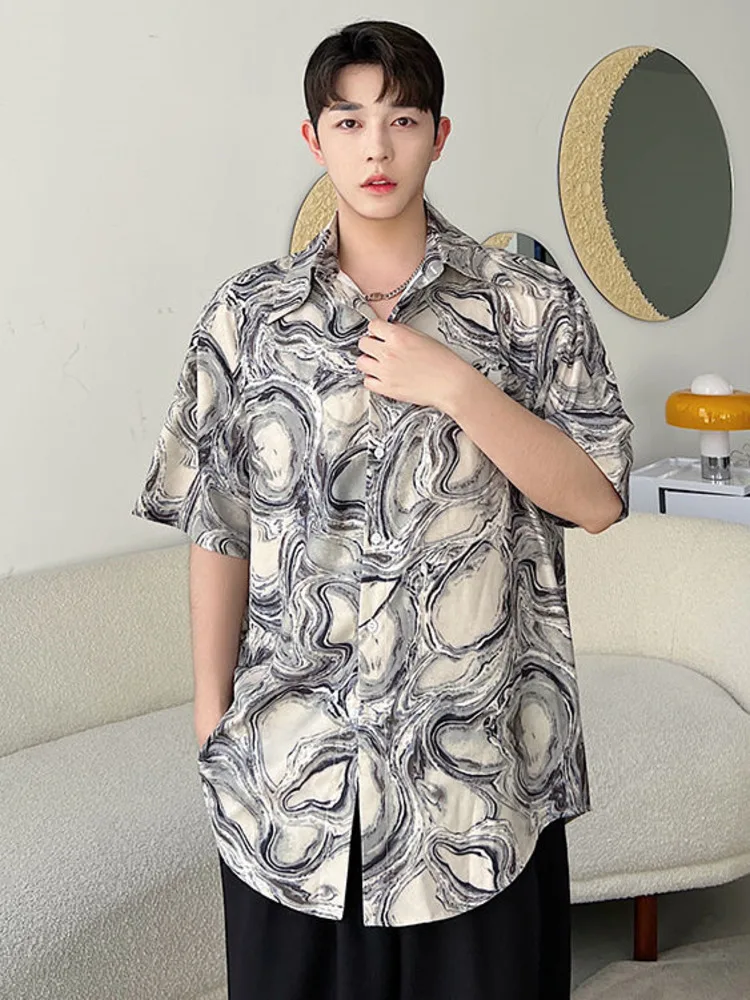 

SYUHGFA Men Clothing 2022 Summer Short Sleeve Shirts For Men Vintage Print Loose Casual Style Tops T-shirt