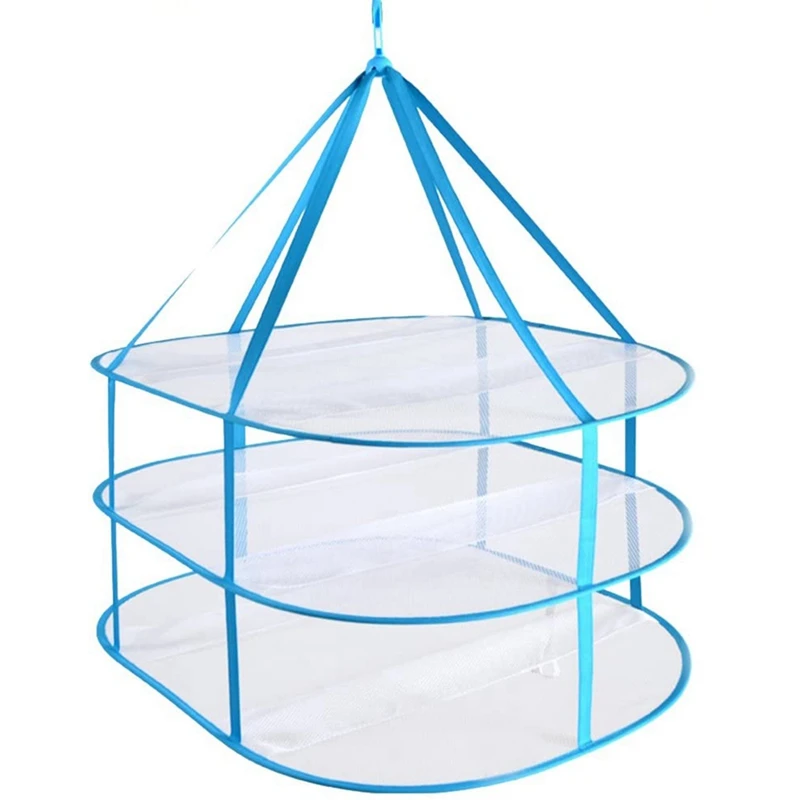 

2X 3-ярусная портативная сетчатая подвесная сушилка для одежды, складная подвесная стойка для стирки