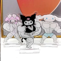 sanrio anime figure kuromi my melody cinnamoroll muscle funny acrylic stand model plate desk decor standing sign fans gift