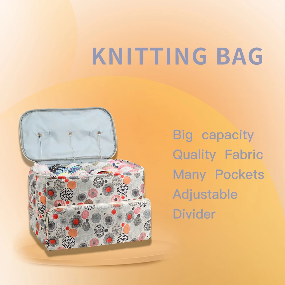 

Hot Large Capacity Crochet Yarn Storage Bag Colorful Circle Travel Organize Storage Bag for Sewing Kit Accessories Women Gift