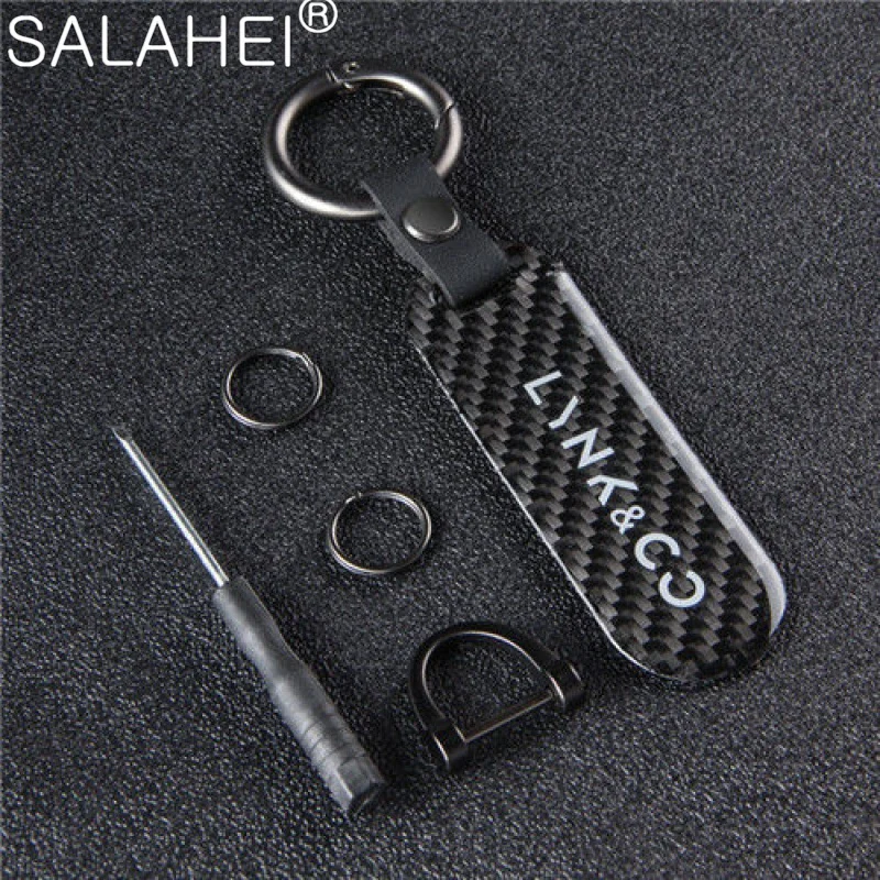 

Carbon Fiber Car Logo Keychain Anti-Lost Key Chain Ring Holder For Lynk & co 01 05 03 09 02 04 06 07 08 Auo Keyring Accessories