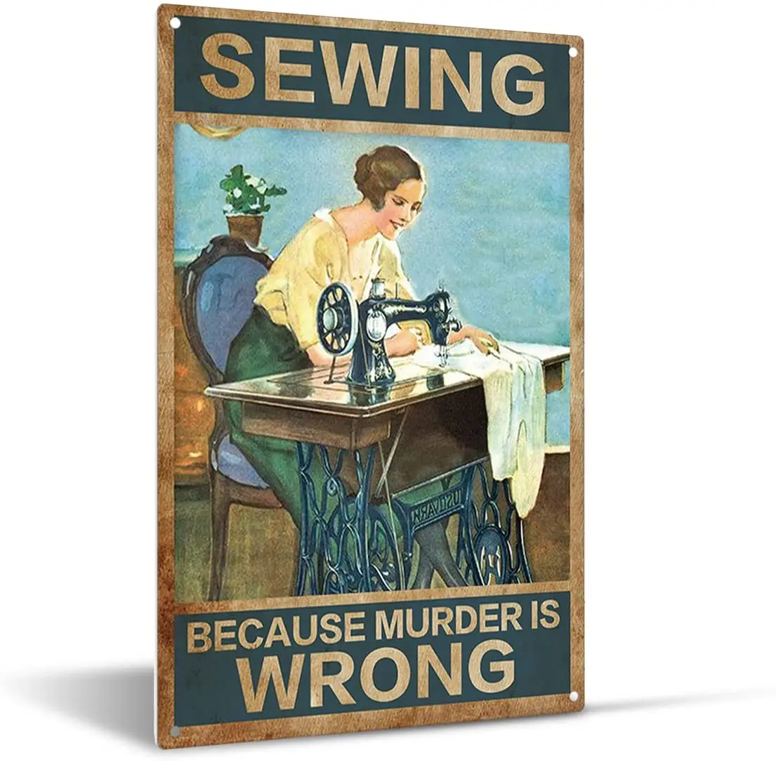 

Женское шитье из-за убийцы неправильный жестяной знак домашний Настенный декор Деревенский металлический подвесной знак внутренний шитье ...