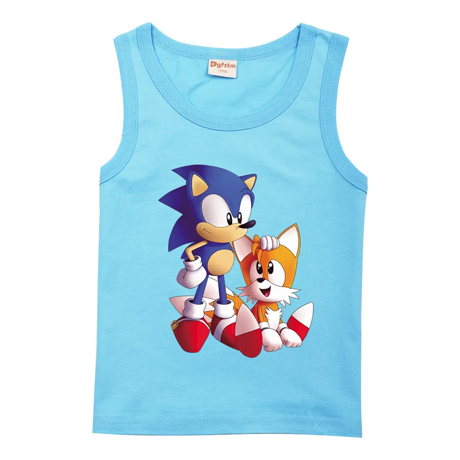 

Sonic The Hedgehog Baby Boy Summer Clothes Cartoon Sleeveless Tops Vest Clothing Kids Bebes Sport Suits Kids Clothes