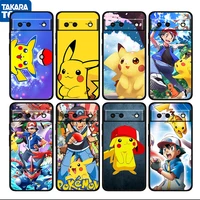 cartoon pokemon pikachu cute shockproof cover for google pixel 7 6 pro 6a 5 5a 4 4a xl 5g tpu black phone case shell soft fundas