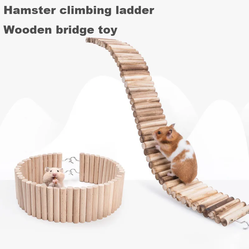 

Small Pet Toy Hamster Wooden Ladder Bridge Parrot Bird Standing Guinea Pig Chinchilla Exercise Play Chewing Toys Cage Decor