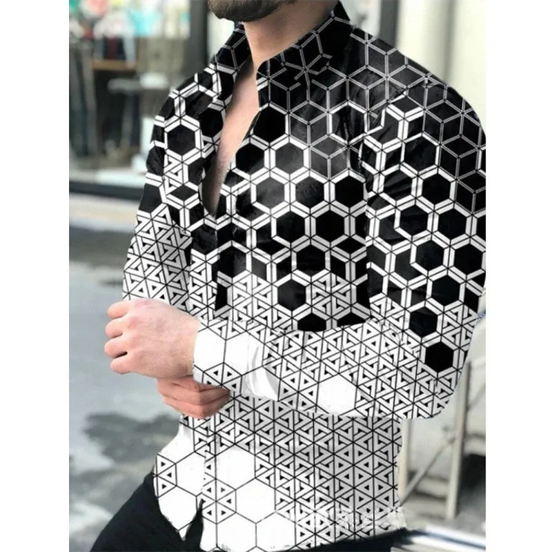 Designer Shirt Men Luxury Men Designer Clothes Viking Shirt Vintage Printed Long Sleeve Shirt Hawaiian Casual Spring Autumn Tops