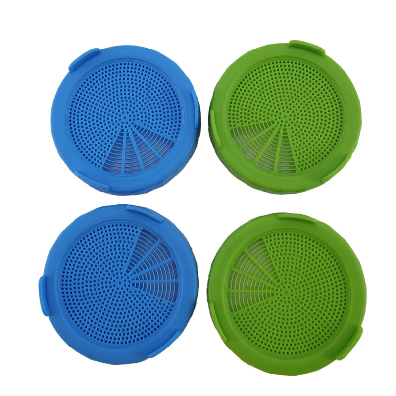 

4Pcs Sprouting Lids Food Grade Mesh Sprout Cover Kit Seed Growing Germination Vegetable Silicone Sealing Ring Lid For Mason Jar