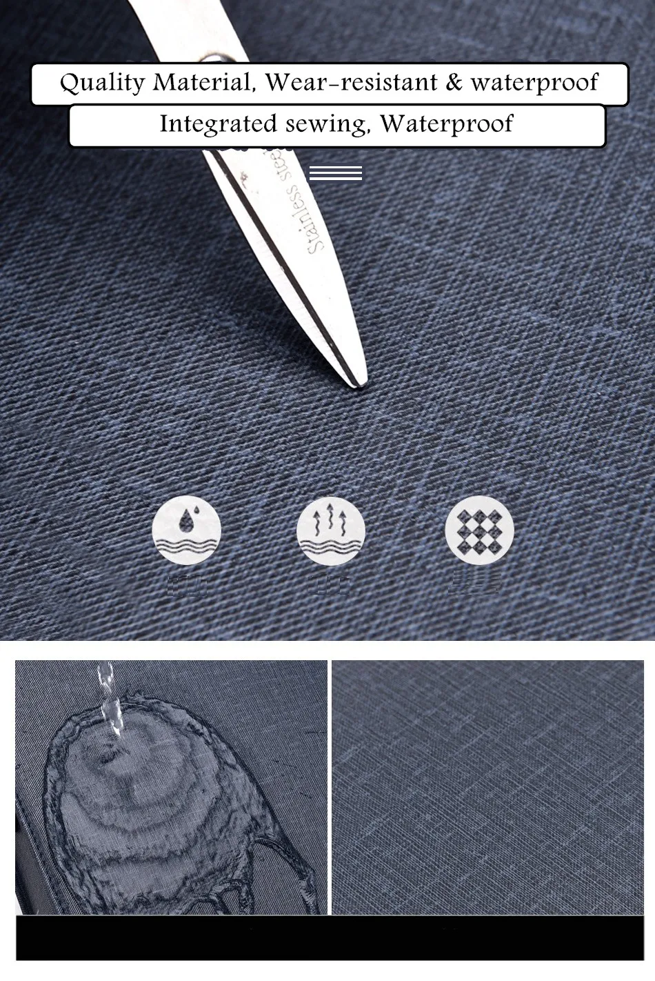 Men's Handbag Briefcase Large Capacity File Bag Attache Portfolio Business Shoulder Letter Blue Black