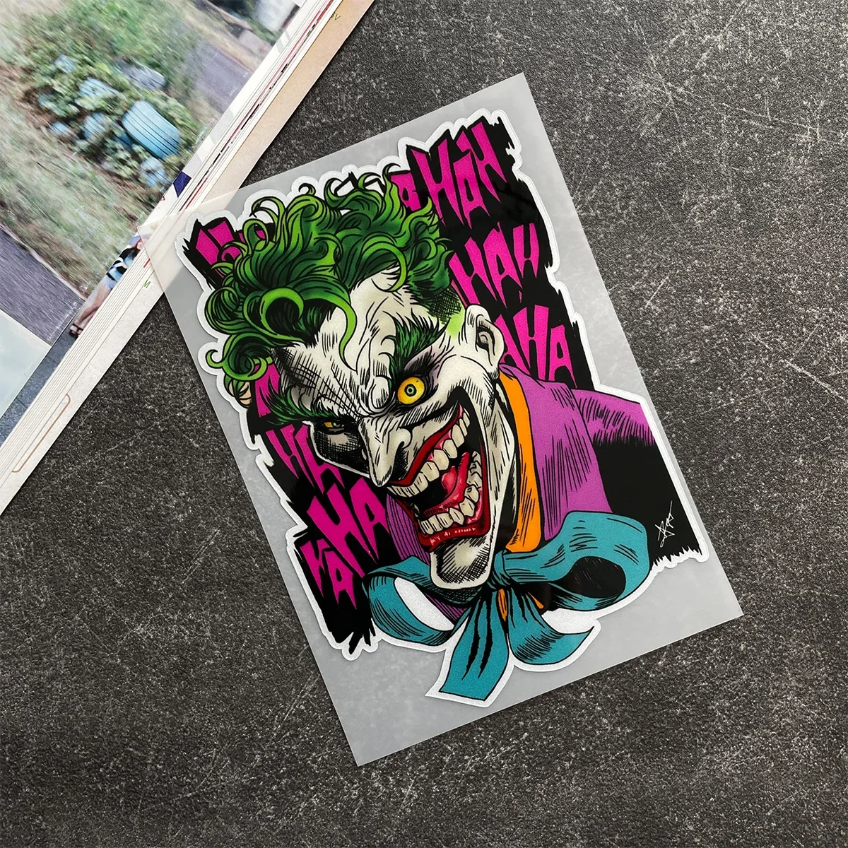 

Клоун Рот HAHAHA Светоотражающие наклейки из ПВХ для мотоциклетного шлема, скутера, лобового стекла, наклейки на заказ