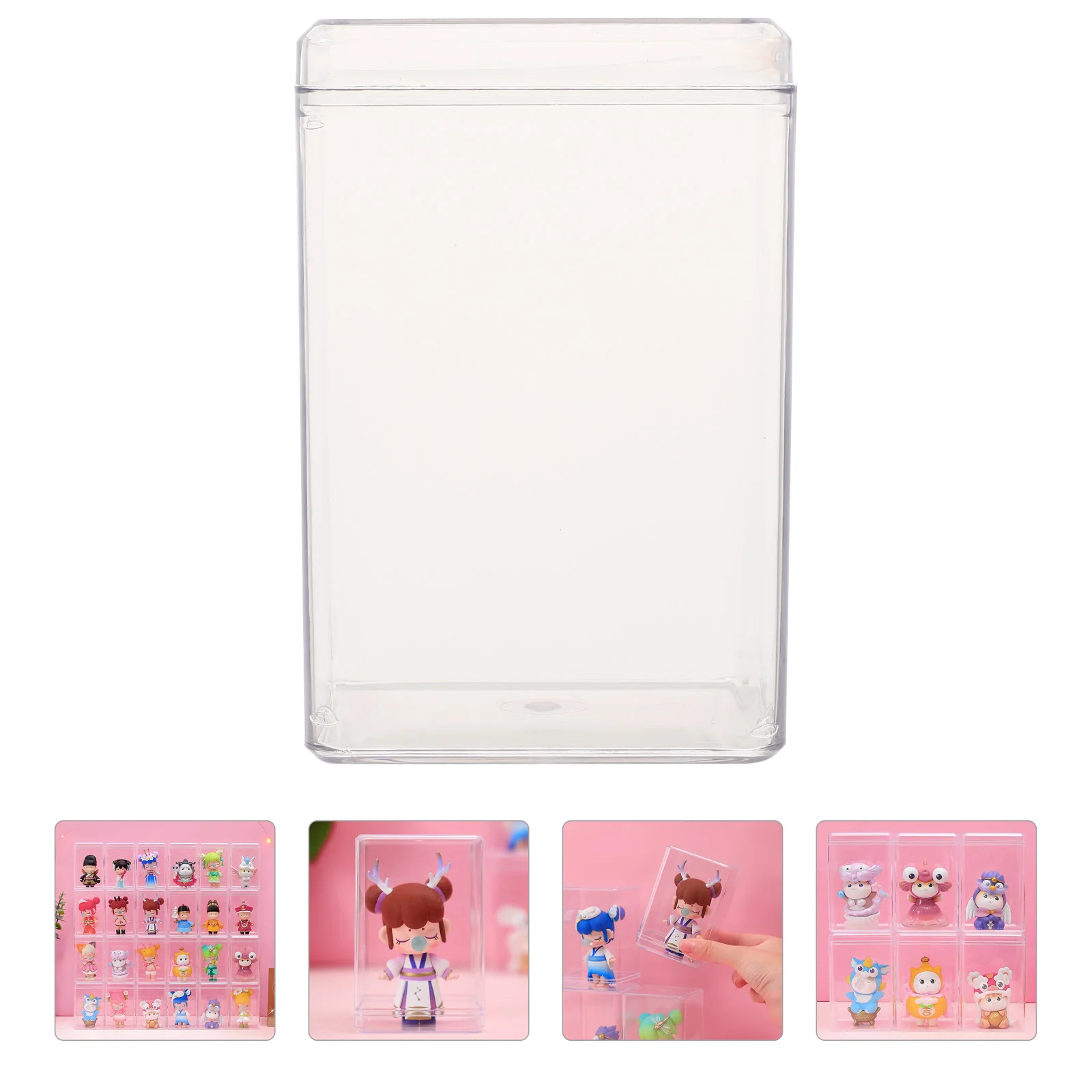 

5pcs Convenient Transparent Single Display Small Artwork Display Box Action Figure Storage Box