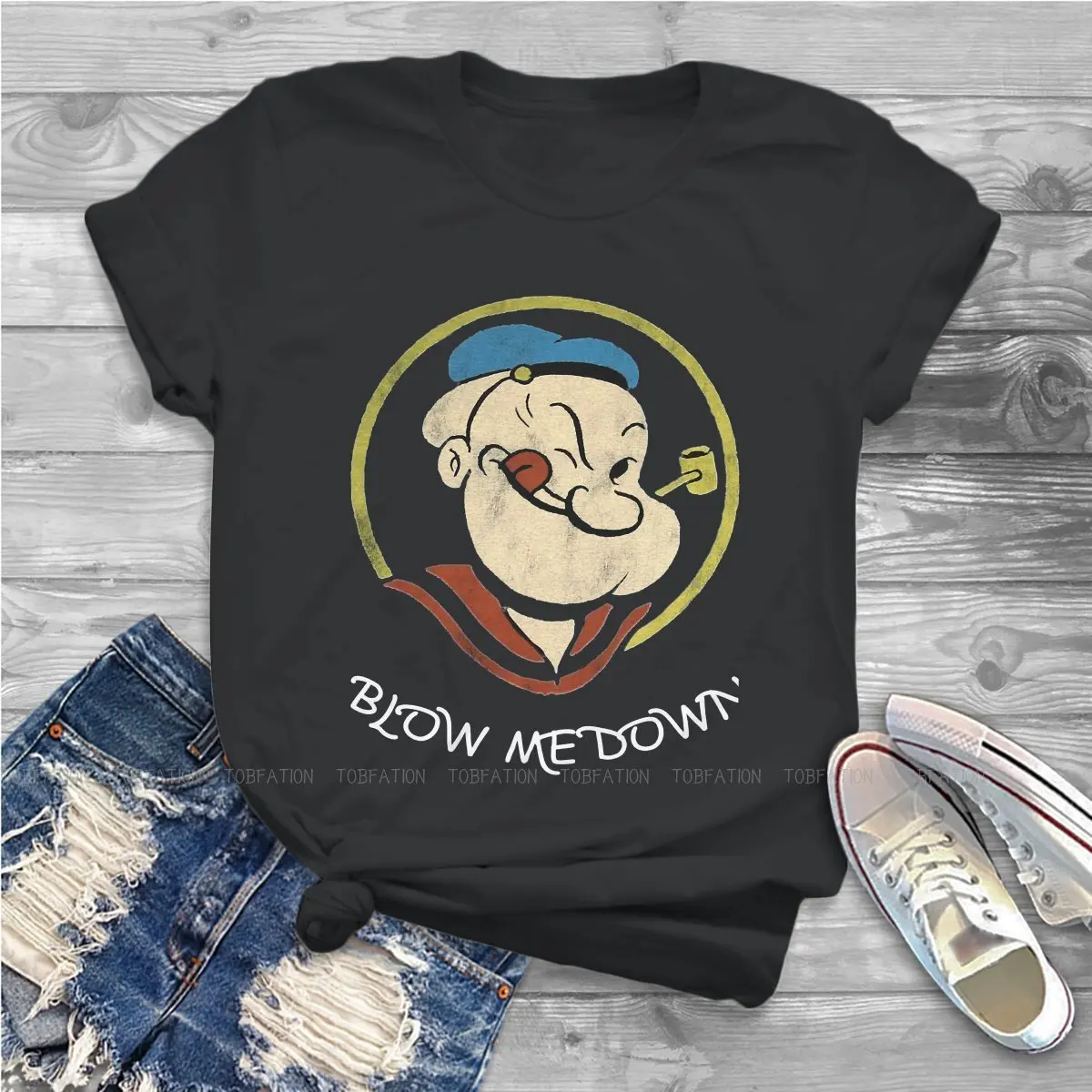Футболка BLOW ME DOWN для девушек попворк Сейлор американские комиксы анимационный