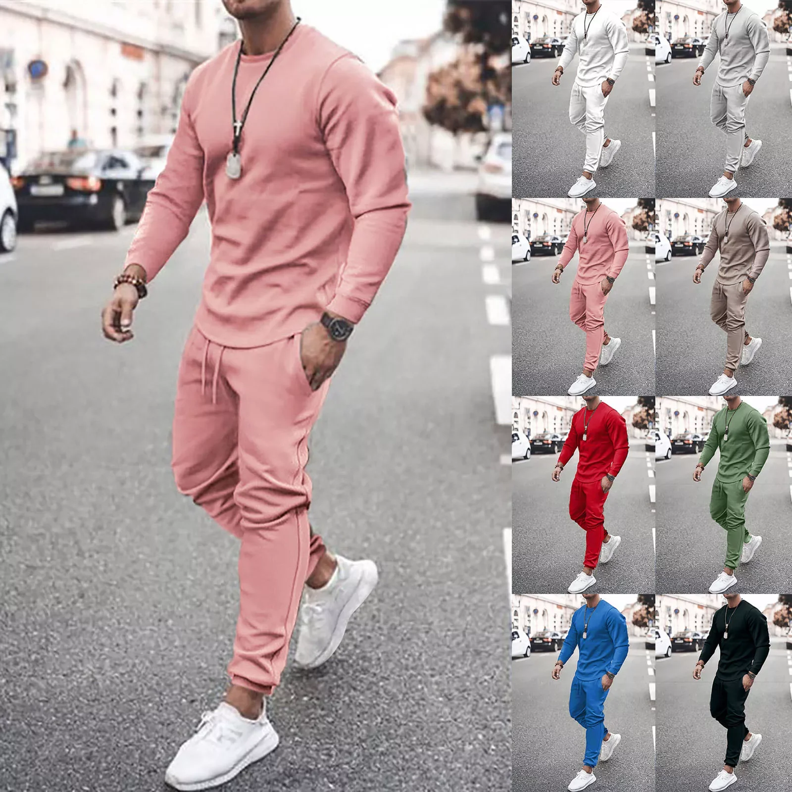 

NEW IN Men's Long Sleeve T-shirt Sets Sports Trousers 2022 Solid Custom Pants Male Suits Fashion Tracksuits