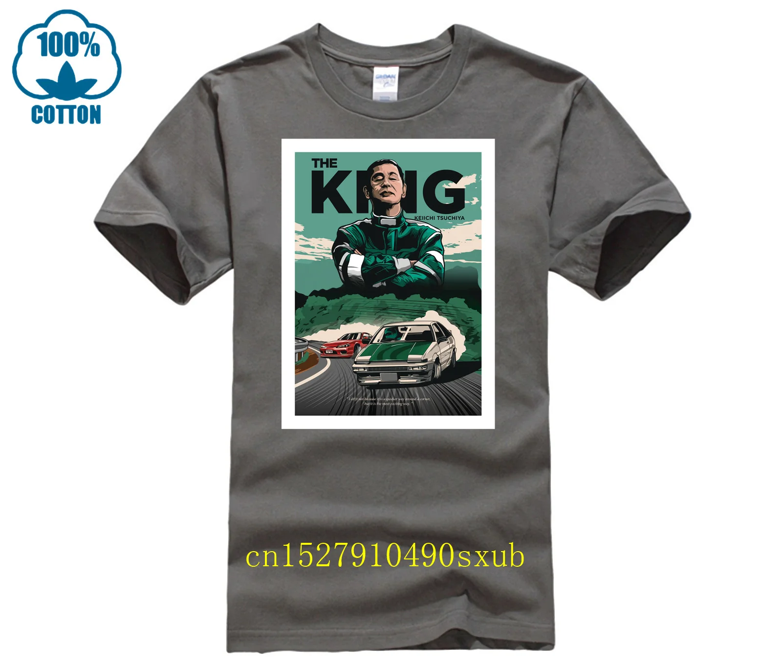 JDM Drift King - Keiichi Tsuchiya T-Shirt Man O Neck Short Sleeve T Shirts Hot Selling Boy Funny Picture Summer