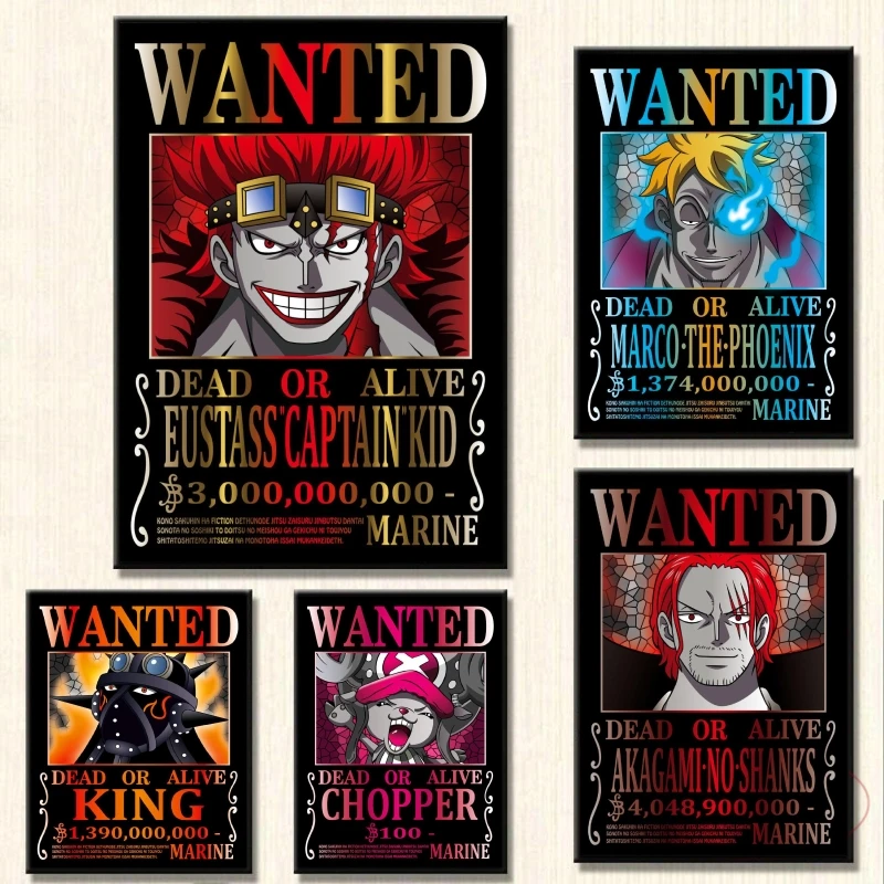 

Canvas Painting One Piece Anime Figure Eustass Captain Kid Akagami No Shanks WANTED HD Wall Art Pictures Home Decor Gifts