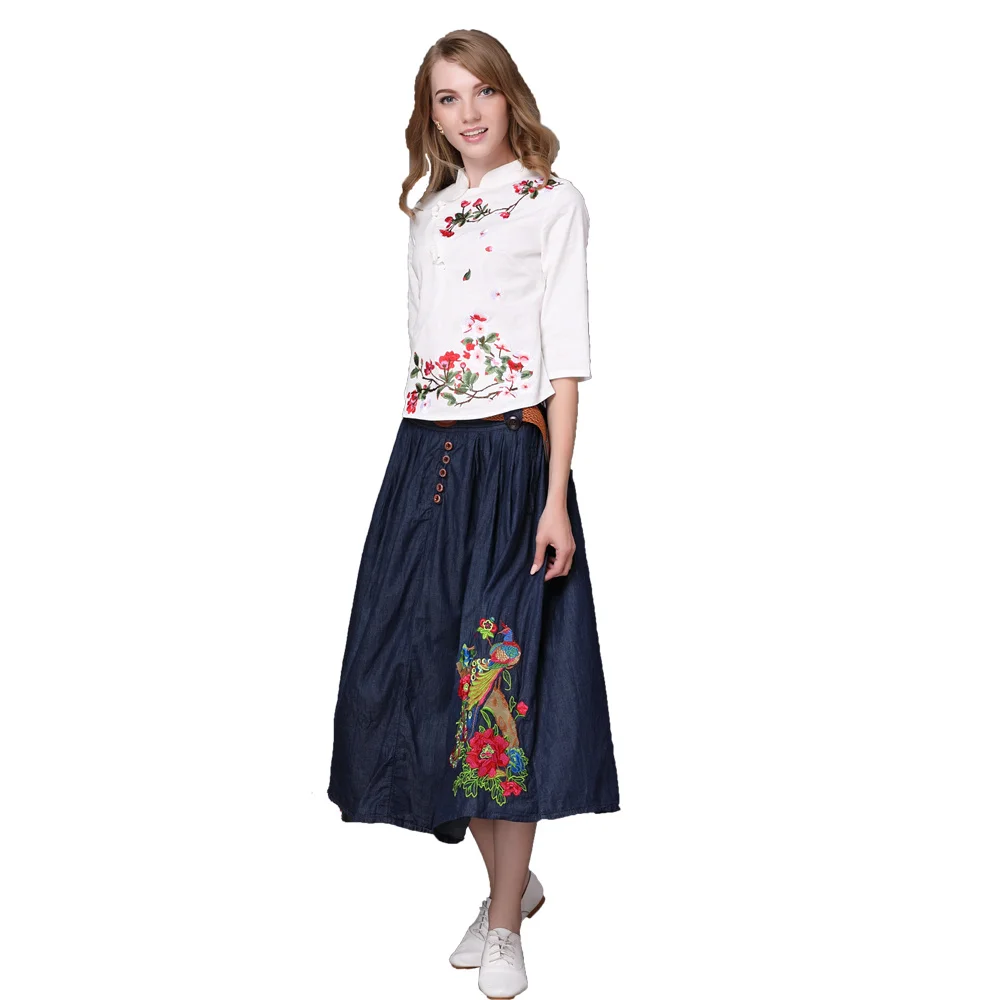 

Free 1 Shipping Fashion Summer Denim All-match Loose Casual Jeans Skirt Girl Elastic Waist Long Skirt for Women with Belt S-6XL