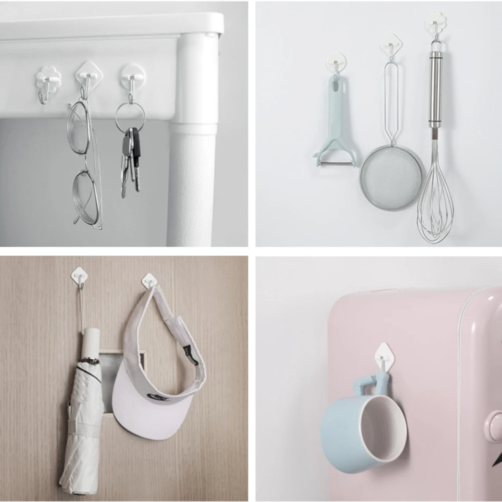 

Plastic Hanger Hook 6Pcs / Set Hanger Rack Seamless Hook Strong Storage Hooks White Easy To Install Brand New Ready Stock