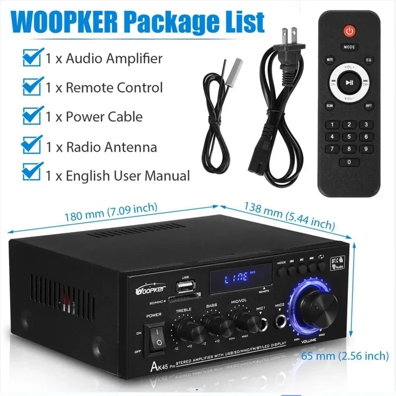 Цифровой Hi-Fi усилитель AK45 Pro максимальная мощность 820 Вт канал 2 0 поддержка Bluetooth