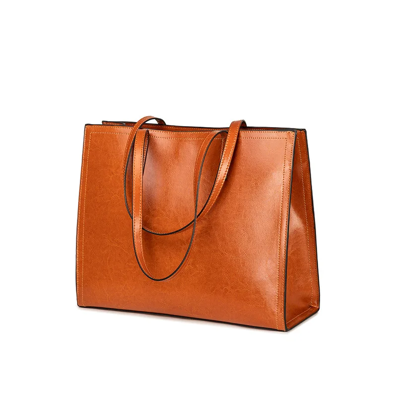 Новинка 2024 высококачественные сумки-тоуты из воловьей кожи Женские Простые