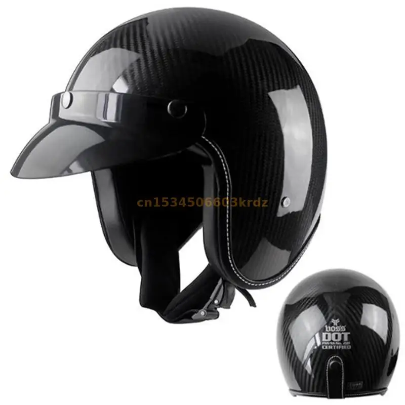 

VOSS -053 High Quality Carbon Fiber Retro Motorcycle For Harley 3/4 Protective Helmet, DOT ECE Certified Kart and Rally Helmet