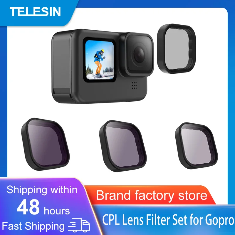 TELESIN 4 упаковки ND8 ND16 ND32 CPL набор фильтров для объектива Gopro Hero 10 9 Black Action Camera Accessories ND