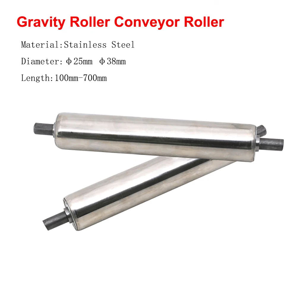 

1PCS Stainless Steel Gravity Roller Conveyor Roller Diameter 25mm 38mm Total Tube Length 100mm - 700mm