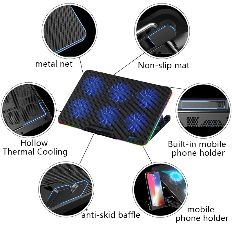 Adjustable Notebook Stand Fan Cooling Stand 2 Usb Ports Gaming Laptop Cooler Rgb Universal Foldable Desk Riser Led Lights Adjustable Notebook Stand Fan Cooling Stand 2 Usb Ports Gaming Laptop Cooler Rgb Universal Foldable Desk Riser Led Lights