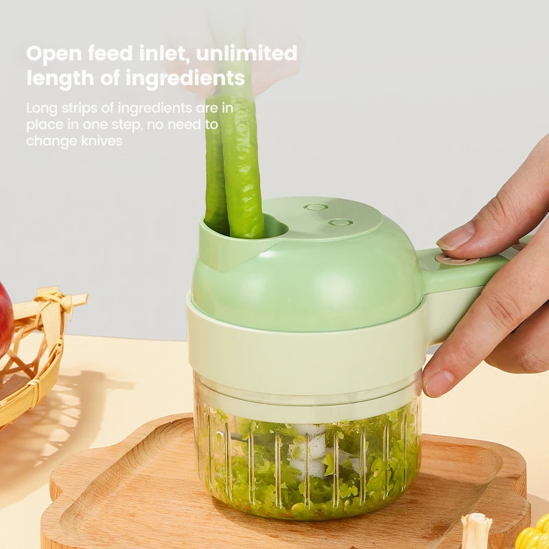 

4 In 1 Handheld Electric Vegetable Slicer Set Durable Chili Vegetable Grinder Kitchen Tools Usb Rechargeable Ginger Masher