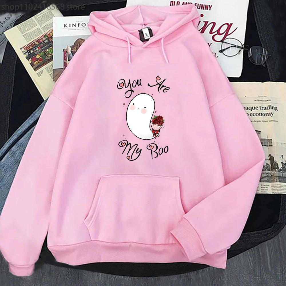 

Cartoon You Are My Boo Print Sweatshirt Valentine's Day Hoodie for Women Men Streetwear Harajuku Kawaii Graphic Girls Clothes