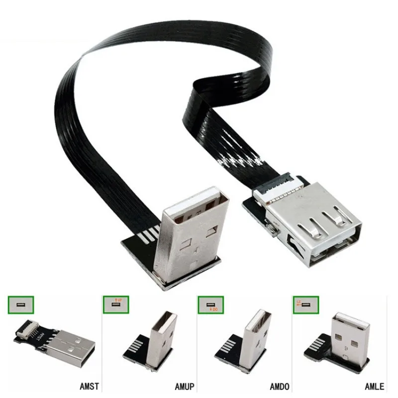 

FPC Flexible Flache USB 2,0 Up & Down & Links & Rechts 90 Grad Winkel Männlich zu Weiblich Extender Kabel für Monitor Maus 5CM