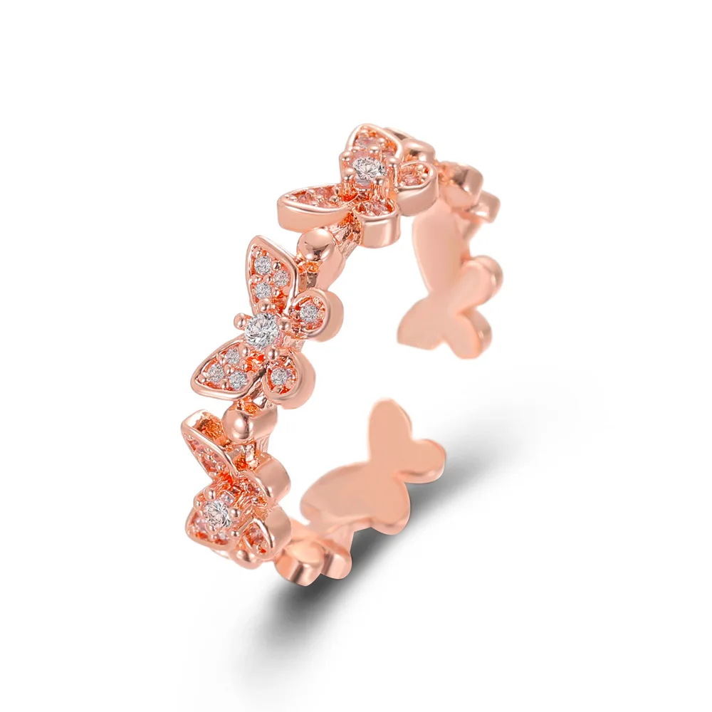 

2022 New Rings Insect Butterfly Rings for Women Fashion Jewelry ZC Rose Gold Ring Silver Women Fashion Finger Open Ring Party