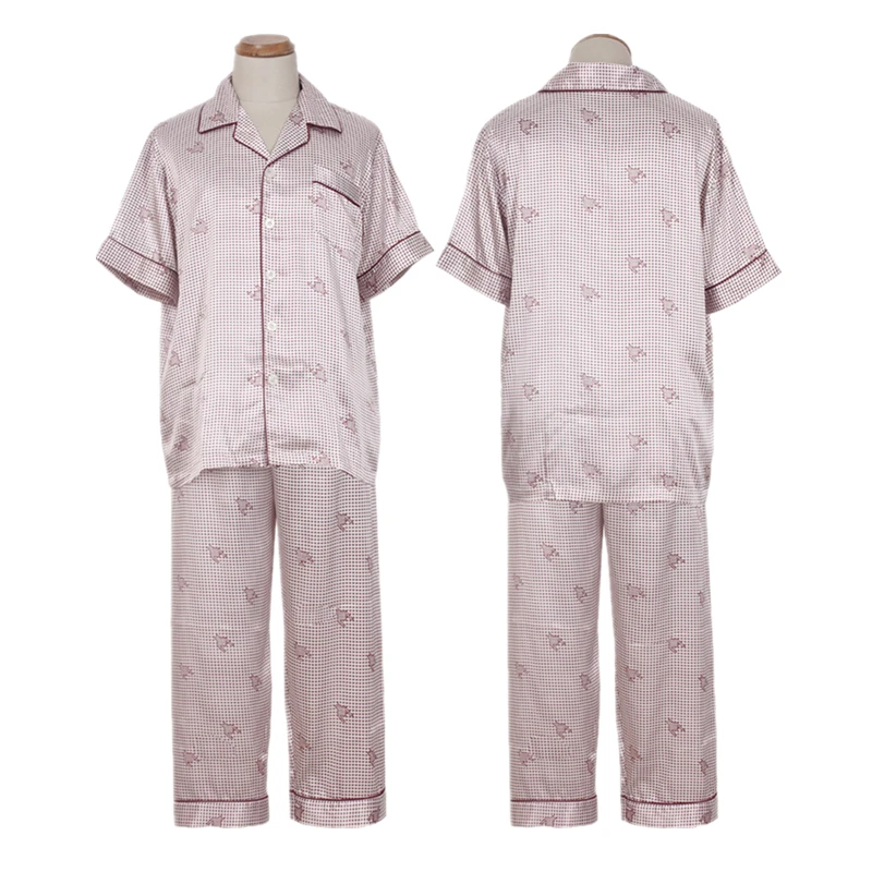 Silk Pajamas for Men Sleepwear Short Sleeve Pajama Man Homewear Summer Male Pyjamas PJS