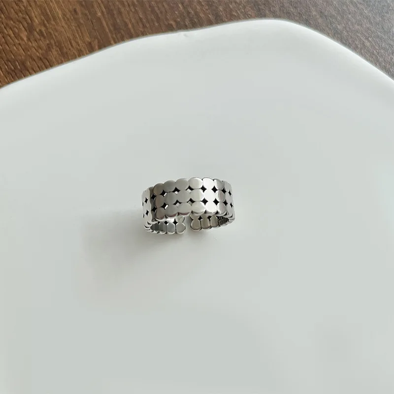 Женское Винтажное кольцо на палец простое серебряного цвета с широким