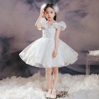 childrens evening dress show host cute elegant princess style party violin piano performance in spring and summer