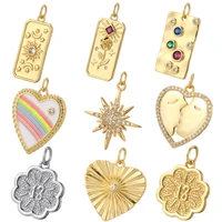 letter heart flower charms diy necklace earrings bracelet keychian accessories gold color cz charms for jewelry makings supplies