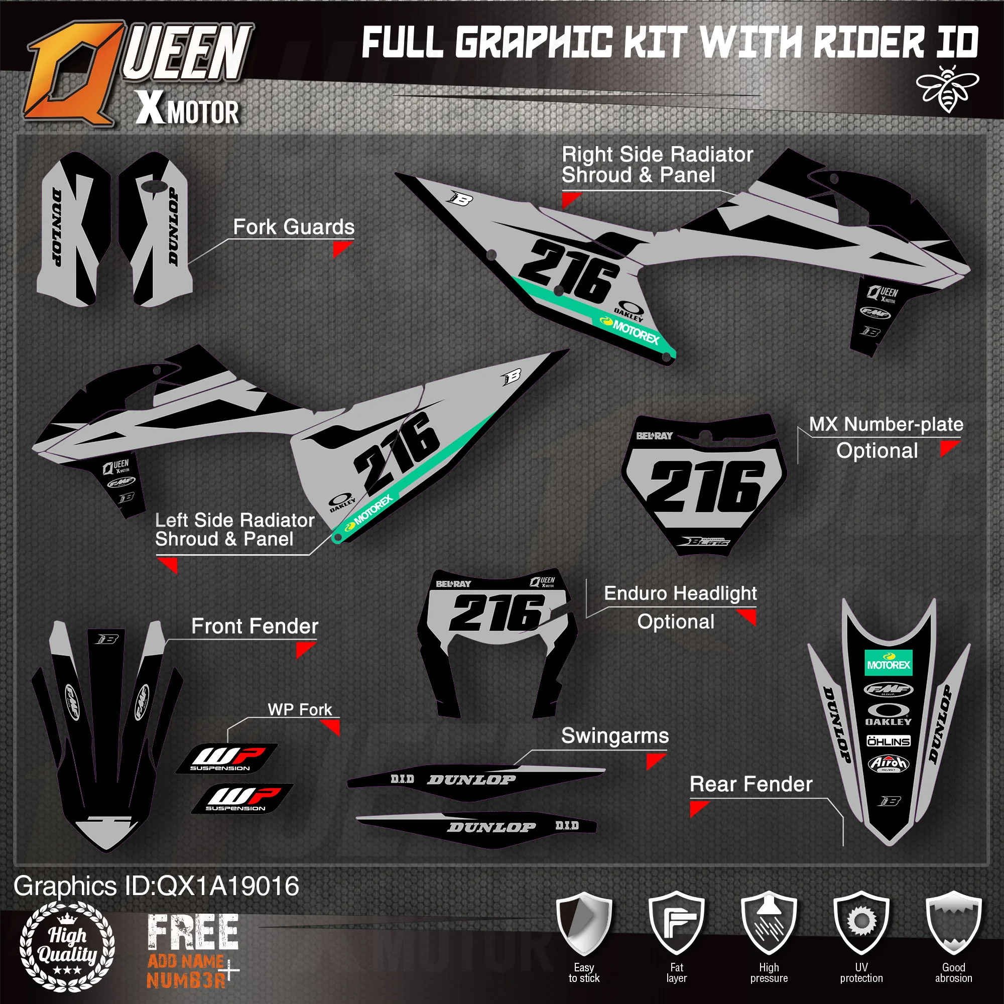 QUEEN X MOTOR Custom Team Graphics Decals Stickers Kit For KTM 2019 2020 SX SXF 2021 EXC XC-W EXC-F 016 | Автомобили и мотоциклы