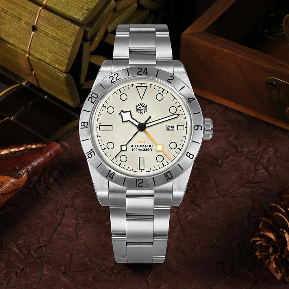 Новые Роскошные мужские часы San Martin 39 мм BB GMT деловые для мужчин автоматические