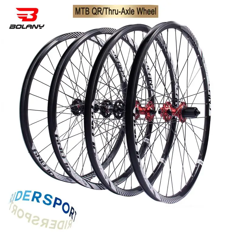 

Bolany MTB Bike Wheelset 26/27.5/29 inch QR/Thru Axle Rims 110*15 148*12MM hubs HG Wheel 32 Holes Disc Brake Bearing Inner Tube