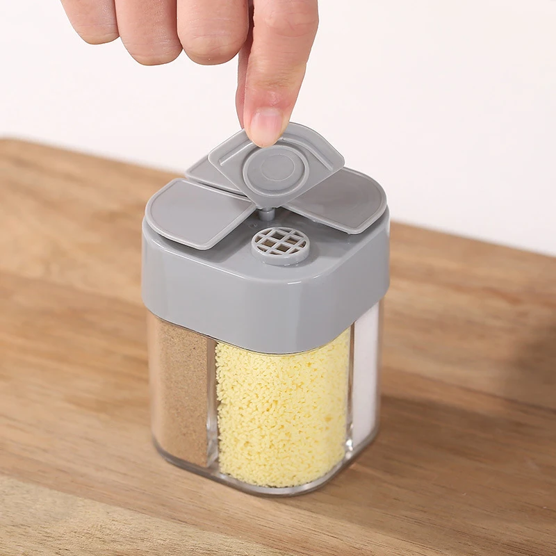

4 In 1 Salt and Pepper Shaker Transparent Spice Dispenser Camping Seasoning Jar