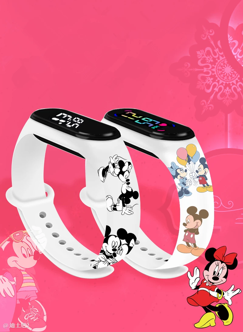 

Disney Mickey children's watches anime Belle princess LED touch waterproof electronic kids watch Festive gift
