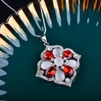 leeker korean fashion big opal flower pendant necklace for women long necklace snake chain women statement jewelry 2022 335 lk6