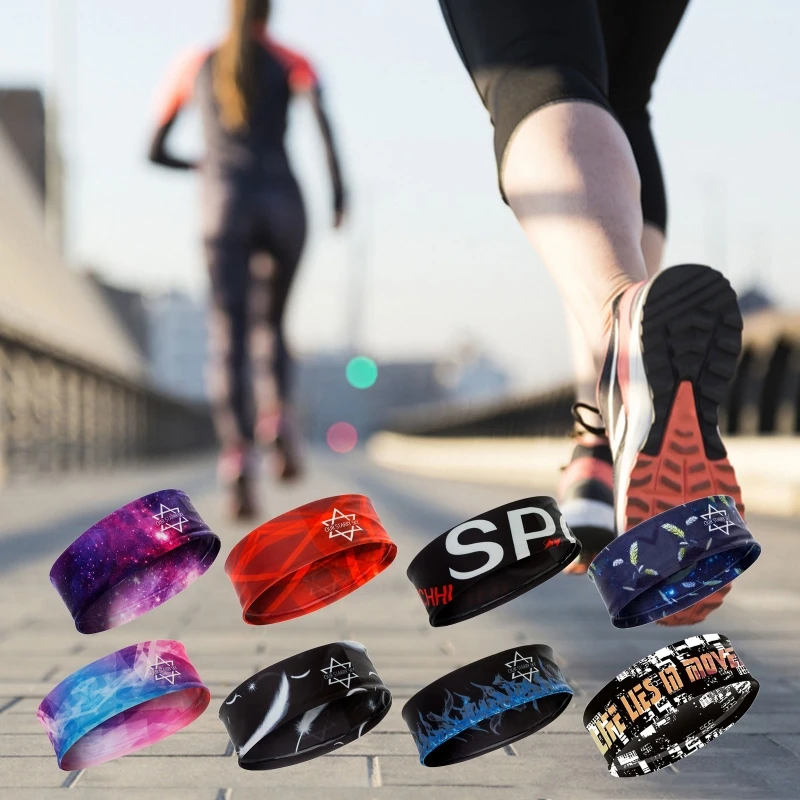 

Sports Mens Headband, Workout Sweat Wicking Hairband Running Gym Training Head Wrap Tennis Basketball Football Headwrap 24BD