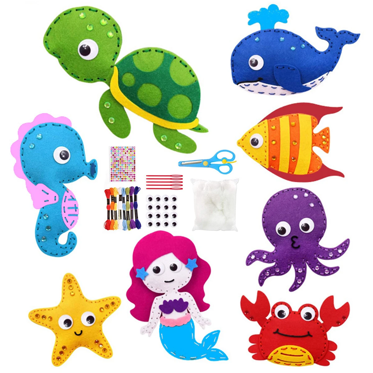 

Набор для шитья с морскими животными, детский набор для шитья с морскими животными, мягкие игрушки из фетра и плюша, набор для шитья, для обучения